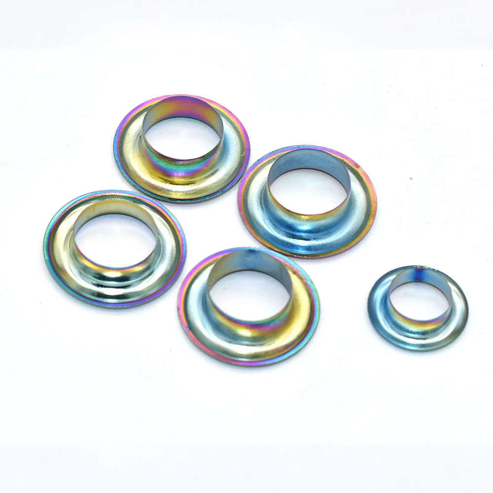 Rainbow Grommets Sewing Eyelets - 2 Size Metal Eyelets Round Inner Hole Grommets DIY Rivet Leathercraft Accessories