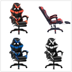 1 Silla de gaming CON repozapiel Oficina Soporte Lumbar Giratoria Escritorio Sillon Ruedas Despacho casa sillas profesional LOL ordenador WCG CON Reposapiés
