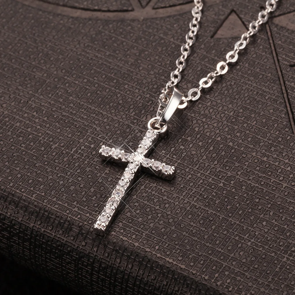 HipHop Fashion Cross Necklace For Women Crystal Zircon Men Necklace  Metal Chains Choker Jesus Pendants Jewelry Gift