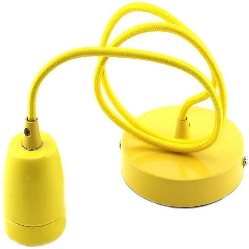 Ceramic pendant holder, adjustable cable 1mm, E27, yellow color.