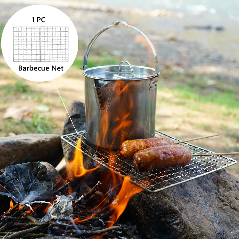 Outdoor Stainless Steel Grill Net Camping Barbecue Non-stick Mesh Roasting Grid Mat