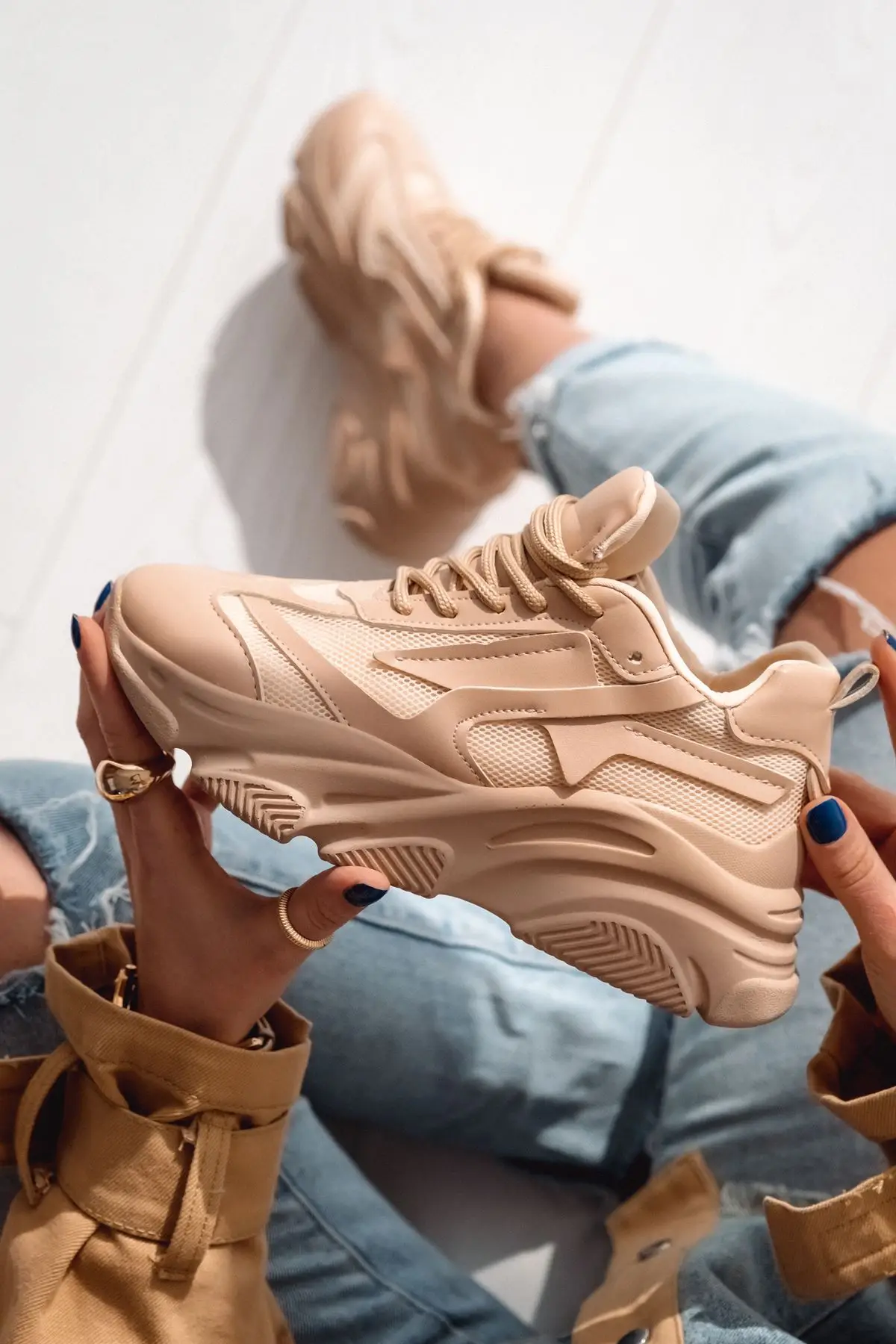 Livia Matte Leather Sneakers Nude İLOVES 1