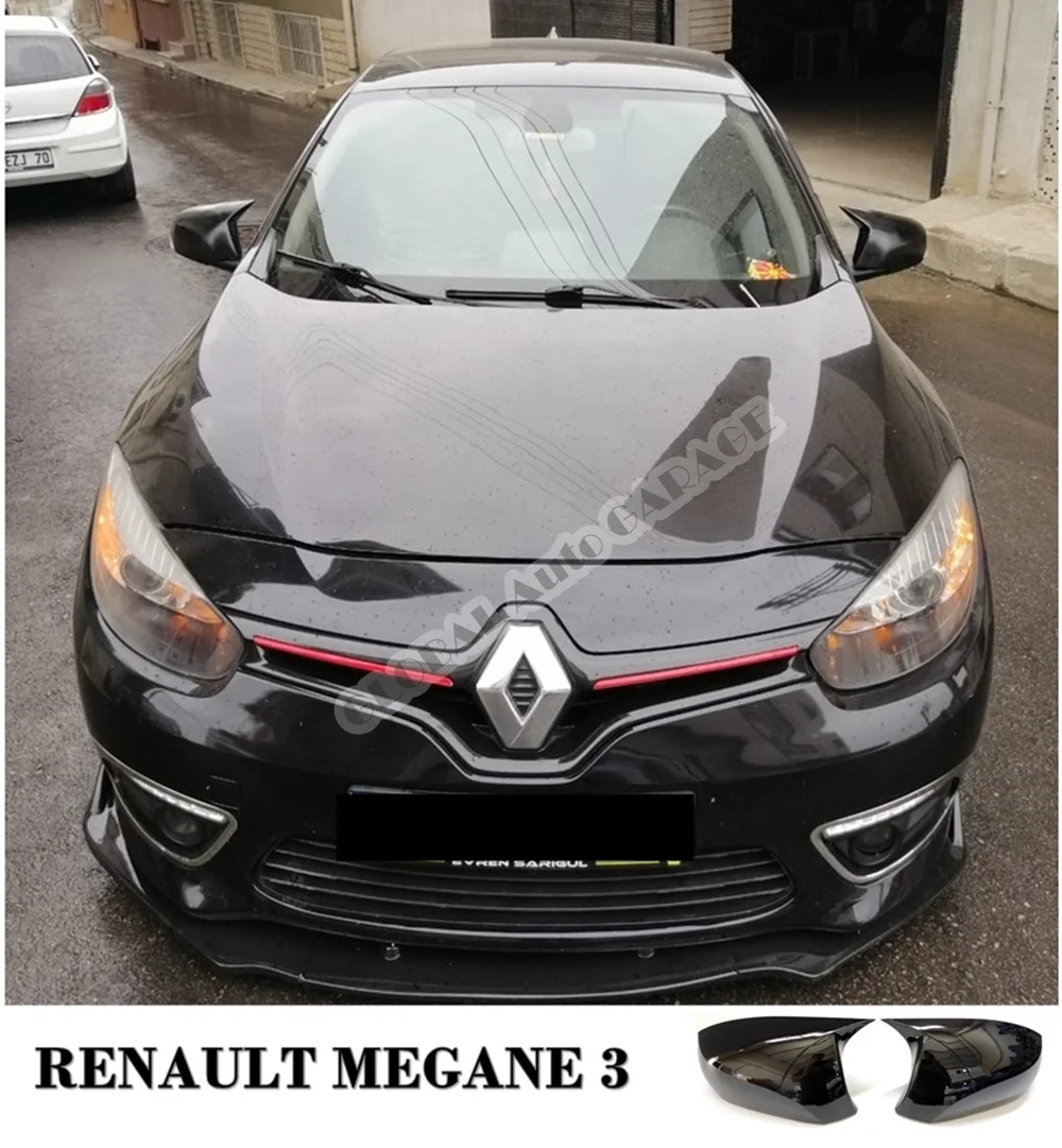 

For RENAULT MEGANE 3 Bat Mirror Cover 2008-2016 Glossy Piano Black 2 Pieces Wing Car Styling Auto Accessory Universal Spoiler