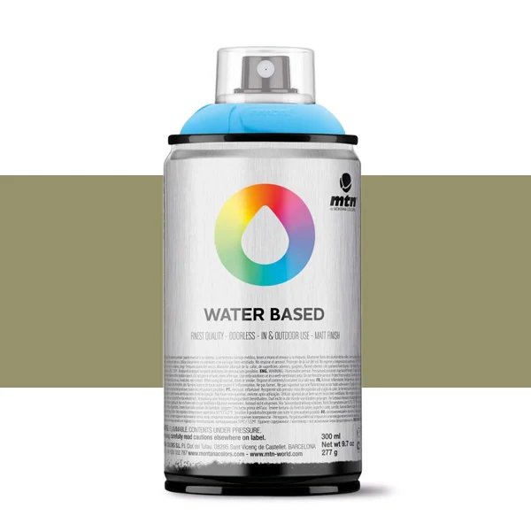 Spray paint brand MTN Water Based Color gray Green 300 ml Montana low pressure Little Ideal smell interior