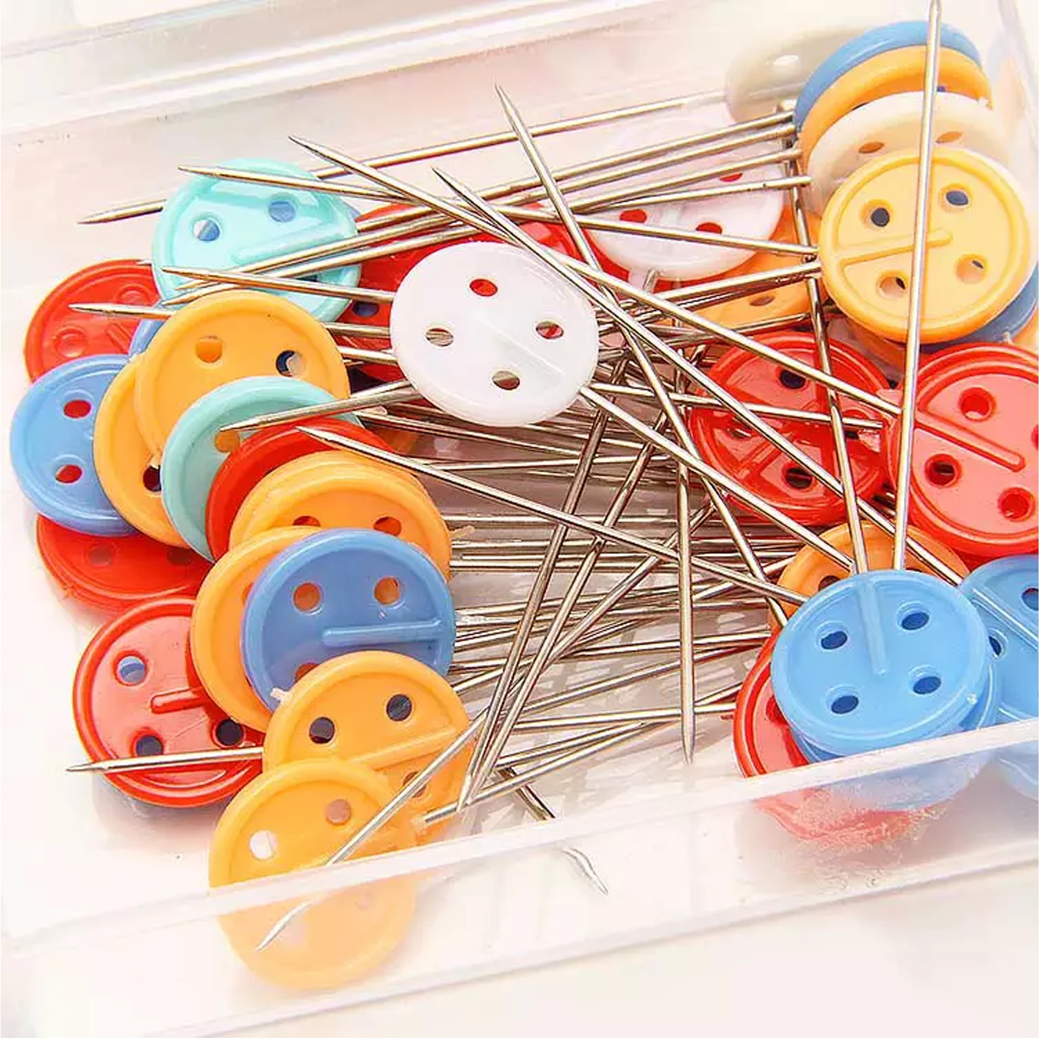 Button Head Pins Colorful Patchwork Box Button Head 50 Pieces