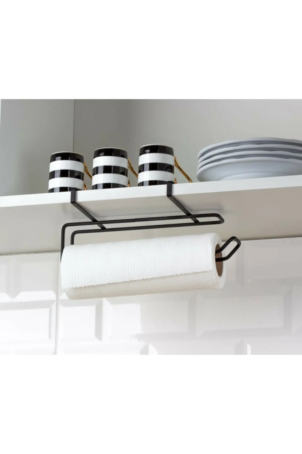 

Ocean Home Black Hanging Paper Towel Holder AS-760 Hanging Paper Towel Holder, metal towel rack attached to the closet