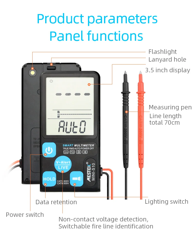 Mestek nova geração 600v multímetro digital ture rms ac dc ncv inteligente multimetro testador ohm capacitância hz medidor de tensão