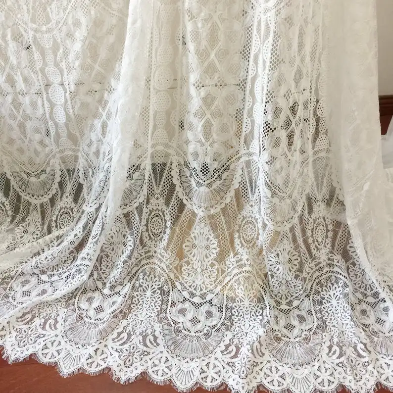 3 metri vinatte stile francese cotone Chantilly abito da sposa tessuto di pizzo, abito da ballo spiaggia boho tessuto da sposa pizzo 150cm di