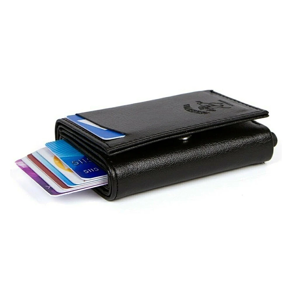 

Men Aluminum Cash ID Card Holder RFID Blocking Slim Metal Wallet Coin Purse Automatic Pop Up Credit Card Wallets