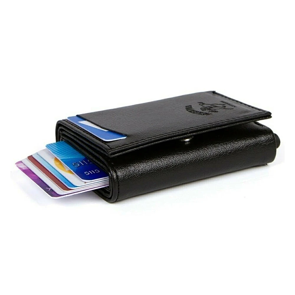 Mannen Aluminium Cash Id-kaart Houder Rfid Blocking Slim Metalen Portemonnee Portemonnee Automatische Pop Up Creditcard Portefeuilles