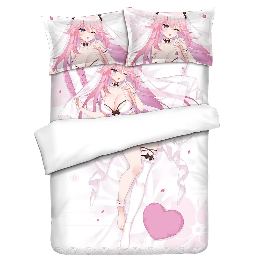 Yae Sakura Bedding Set, Duvet Covers, Pillowcases,  Anime Comforter Bed Linen Bedclothes, MmiHoyo