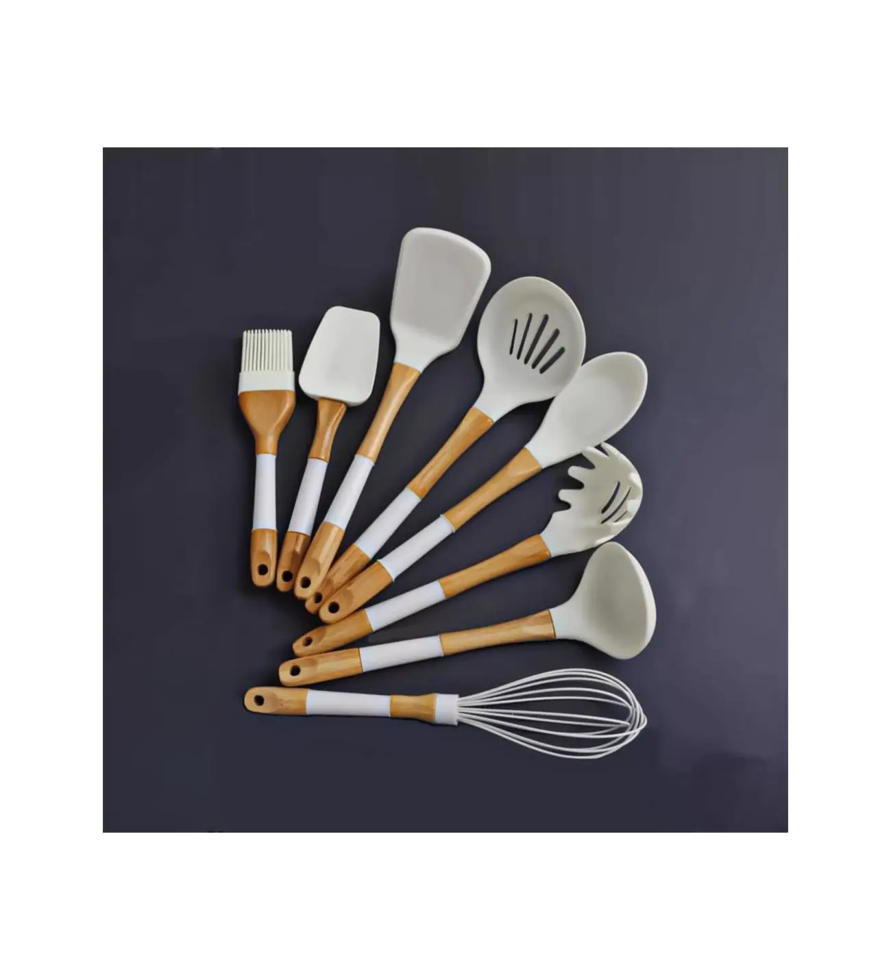 Kitchen Utensil Cooking Tools 9Pcs Silicone Set Temperature Resistant Non-Stick Spoon Cake Spatulas For Cooking Baking Mixing