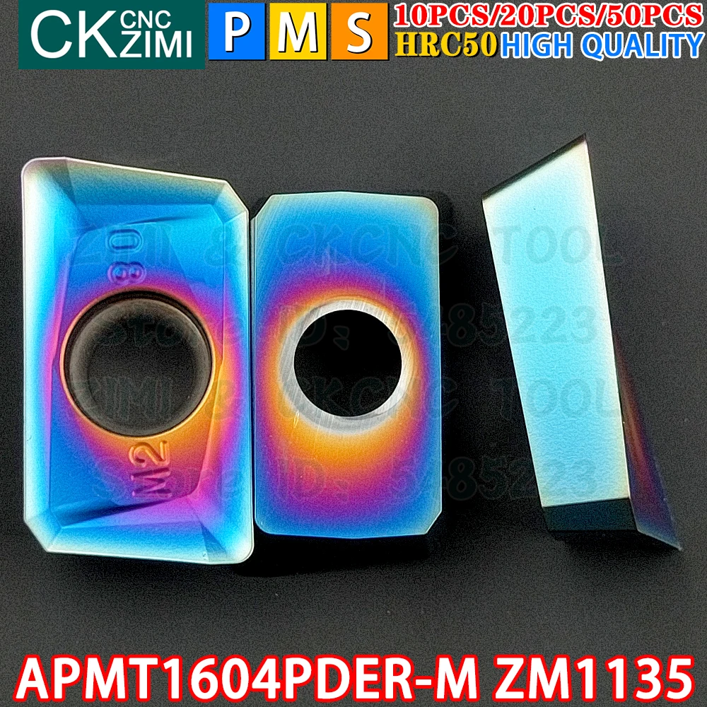APMT1604PDER-M ZM1135 APMT 1604 PDER M HRC50 Inserções de metal duro Ferramentas de pastilhas para fresamento de ressalto Ferramentas de fresagem indexável para torno de metal CNC