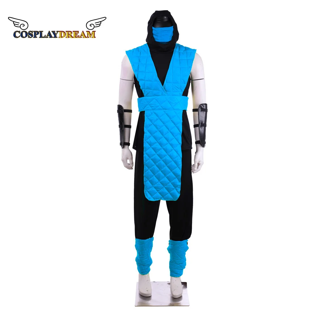 Men's Mortal Kombat Sub-Zero Reptile Scorpion Cosplay Costume Suit with Face Covering Shotokan Ninja Fighter suit uniform