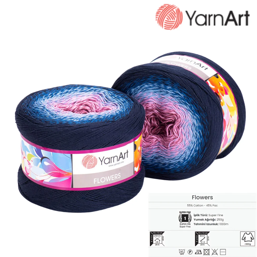 Yarnart Flowers Cake Yarn for Knitting 250 Gr Summer Winter Crochet DIY Knitwear Shawl Dress Skirt Sweater Cardigan Vest Poncho