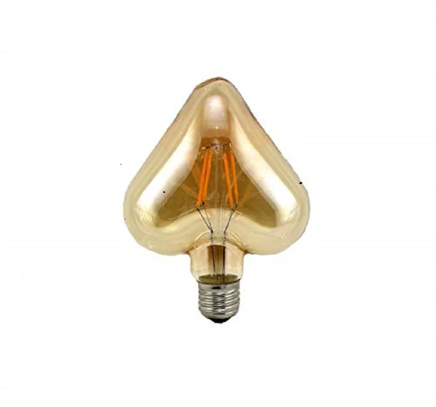 LED 4W E27 Bombillas Filamento, Iluminación Vintage LED 4W Edison Caliente 3000K Corazón