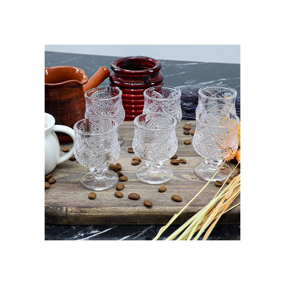 Perotti Ursula Crystal Cut Set of 6 Coffee Side Water Glasses Coffee Side Glasses Mini Water Glass Product 9 x4,5cm 50 ml