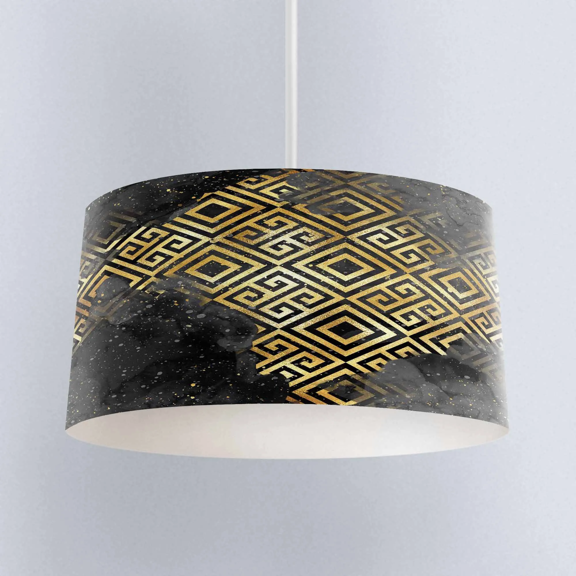 

Else Black Golden Yellow Ikat Locked Digital Printed Fabric Chandelier Lamp Drum Lampshade Floor Ceiling Pendant Light Shade