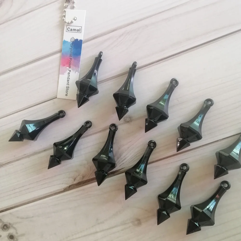 Camal 20Pcs Black 18*46mm Hanging Pendant Diamond Drop Chandelier Acrylic Crystal Bead Home Wedding Party Craft Decoration DIY