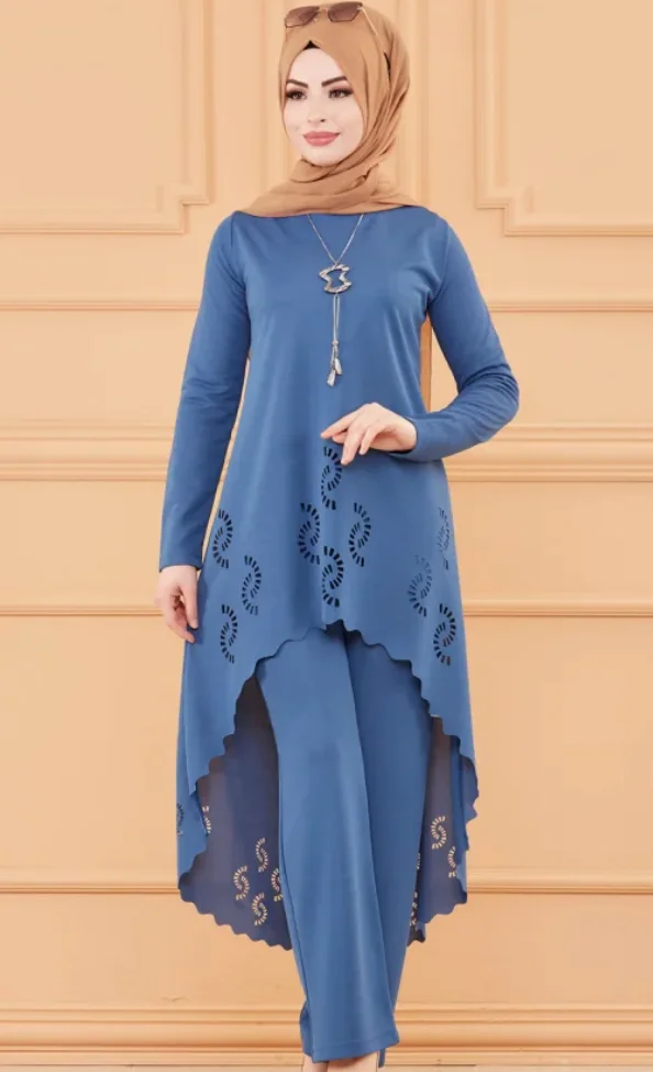 Tunık PANTS abaya 50 big sizeSkirt Tassels Long Denim Jacket PANTS TUNIC SUMMER Muslim long dress women Dubai turk hijab