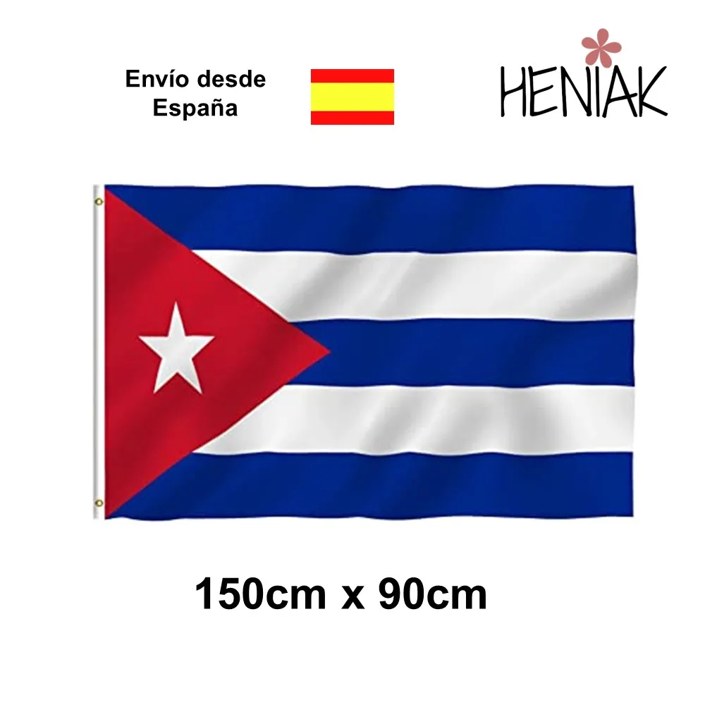 National flag of Cuba 150cm x 90cm fabric polyester country Cuban decoration stripes blue and white star Red