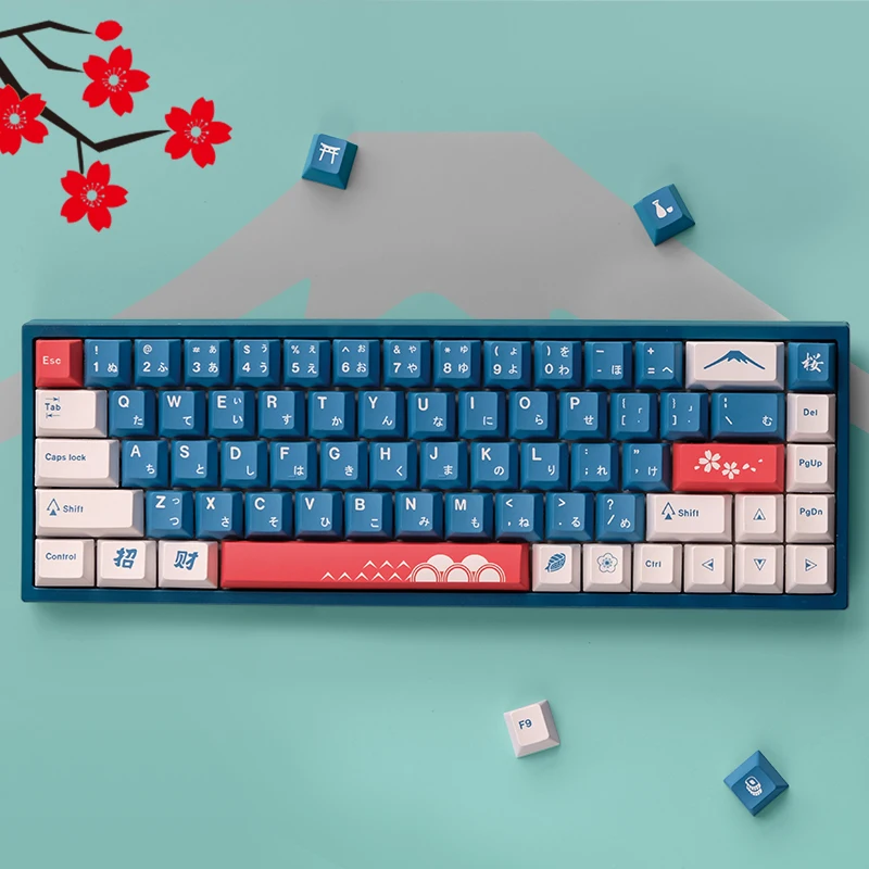 

129 Keys GMK Fuji Mountain Keycaps Cherry Profile PBT 5-sided Dye Sublimation Mechanical Keyboard Keycap For MX Switch 61/64/68