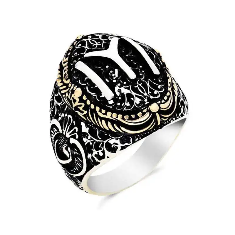 Silver Teşkilat-ı Mahsusa Crest Men's Ring - 925 Sterling Men's Jewelry Wedding Birthday Gift - Box - Men - Fashion - Botiva - Size - Turkish - Patterned Embroidered