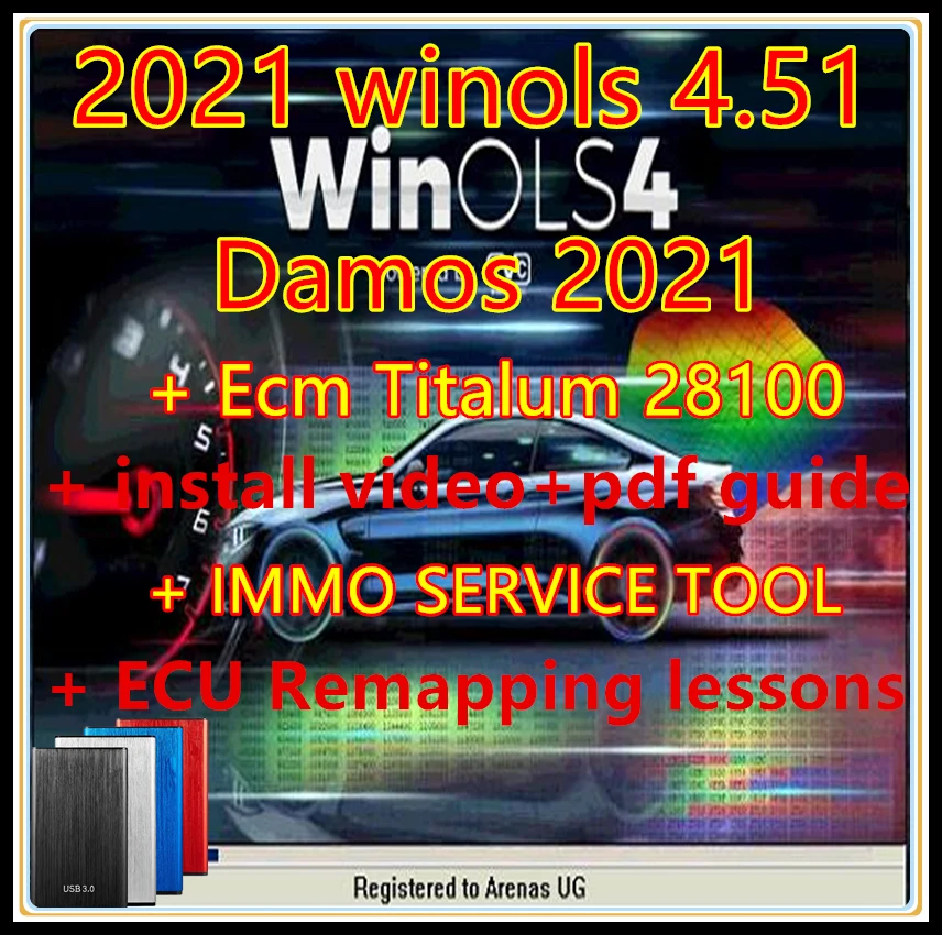 WinOLS 4.51 플러그인 포함, vmwar + 2021 Damos + ECM 티타늄 + immo 서비스 도구 v1.2 + ECU 리매핑 레슨, 2021 핫 세일