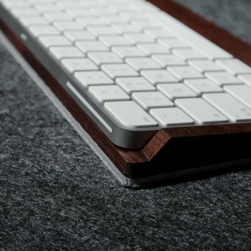 Imagem -03 - Kashcy-solid Wooden Tray Palm Rest para Magic Keyboard Magic Trackpad Wrist Support Pad Alumínio Alloy Wool Felt Bottom