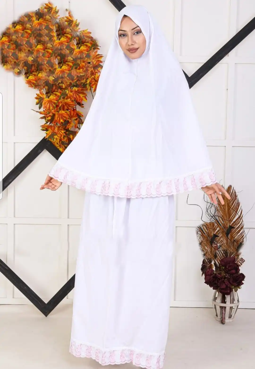 Reis vestido de oración de cubierta completa musulmana, ropa de encaje de algodón, Burka islámica femenina, conjunto delgado de 2 piezas, Ramadán,