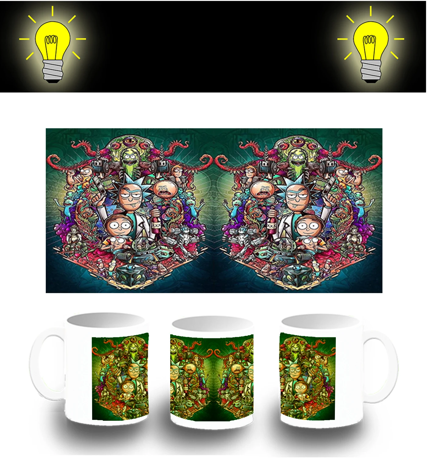 CUP PHOTOLUMINESCENT CHARACTERS ALIEN CARTOONS glitter mug