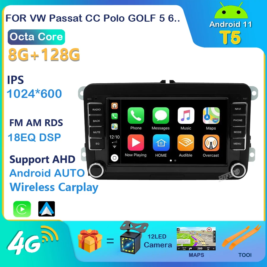 Android 11 2 Din Car Radio GPS Bluetooth FM Multimedia Player For 7'' Universal Volkswagen/VW/Skoda/Seat/Passat B7/POLO/GOLF 5 6