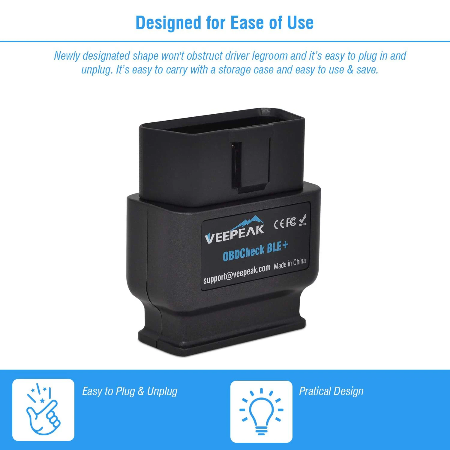 Veepeak OBDCheck BLE+ Bluetooth 4.0 OBD2 Scanner for iOS & Android, Car Diagnostic Code Reader Scan Tool for Universal OBDII