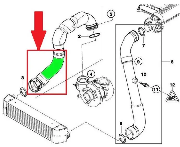 11617787468 Intercooler Turbo Hose for Bmw 525 D / 530 D E60 - E61 Turbocharger Pipe for BMW