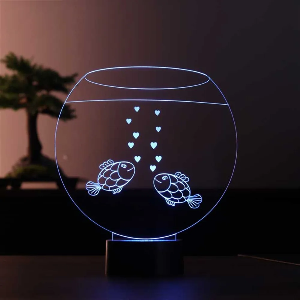 

Aquarium Acrylic Love Led Table Lamp 12 Volt Adapter Daylight Design Wood Base Valentines Day Birthday Lovers Gift Xmas Decor Room Decor Anime Wedding Stranger Things Led Lights Wedding Decoration Nightlights Bedroom