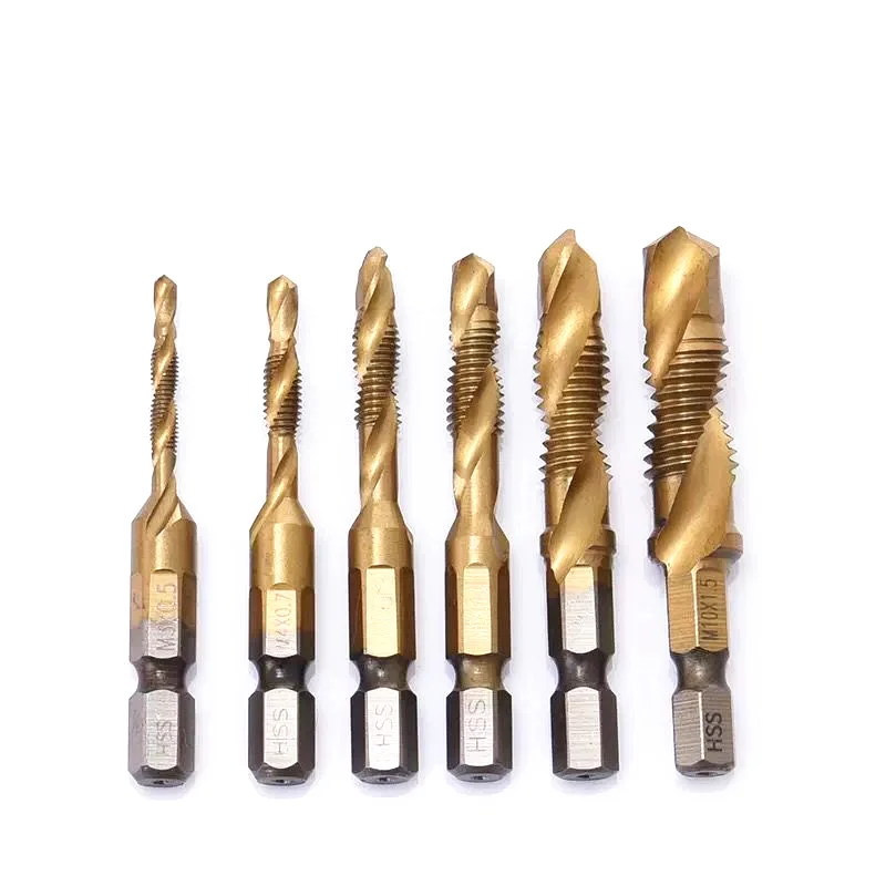 Citop Titanium Plated HSS4341 M3-M10 Right Hand Thread Tap Twist Drill Bit Set Hex Shank Taps Set IN Quick Change