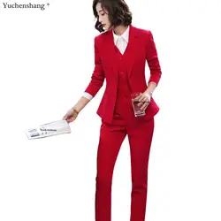 3 Pieces Set Women Vest Blazer Jacket and Pant Suit Office Lady Formal Business Work Career Wear Clothes Red Black Uniform S-5XL