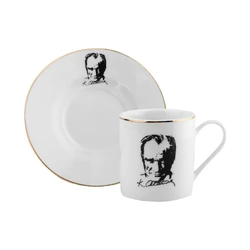 Porcelain Turkish Coffee Set of 6  with Atatürk Picture And Sign