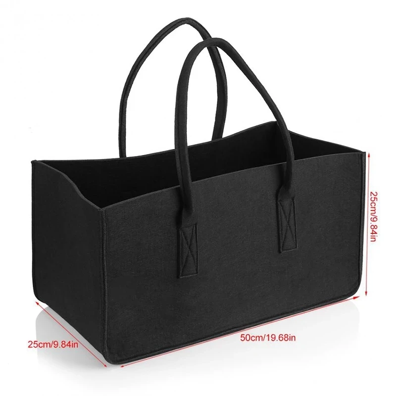 High Capacity Firewood Baskets Felt Storage Bag Car Travel Shopping Tote Bag Clothing Organizer Gift Bag Fireplace Wooden Bag