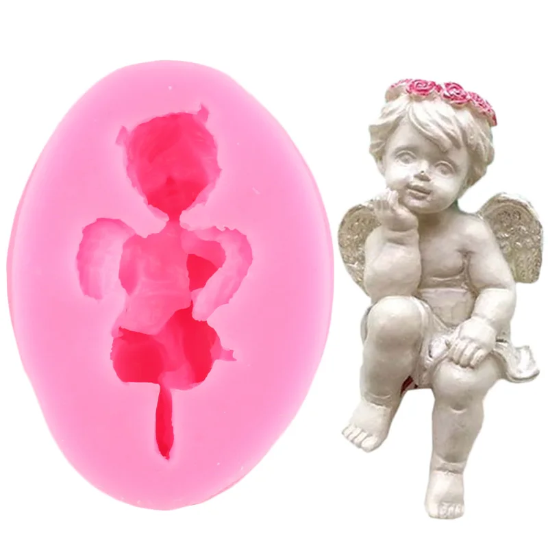 3D Angel Wings Silicone Mold Love Heart Cupcake Fondant Molds DIY Wedding Cake Decorating Tools Candy Chocolate Gumpaste Moulds