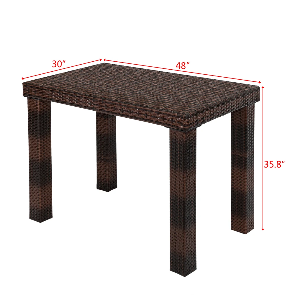 [Flash Sale]Outdoor 5Pcs Bar Stool Table and Chair Set PE Cane Iron Frame 1 Table + 4 Stool Brown Gradient[US-Stock]