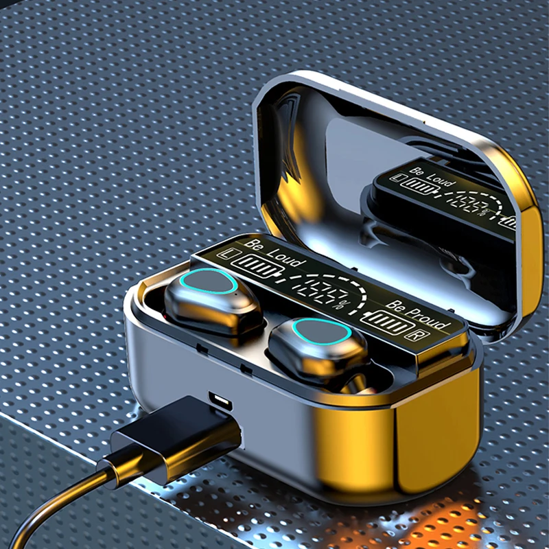 Auriculares inalámbricos TWS con Bluetooth 5,2, cascos deportivos impermeables con caja de carga de 3500mAh, reducción de ruido y micrófono