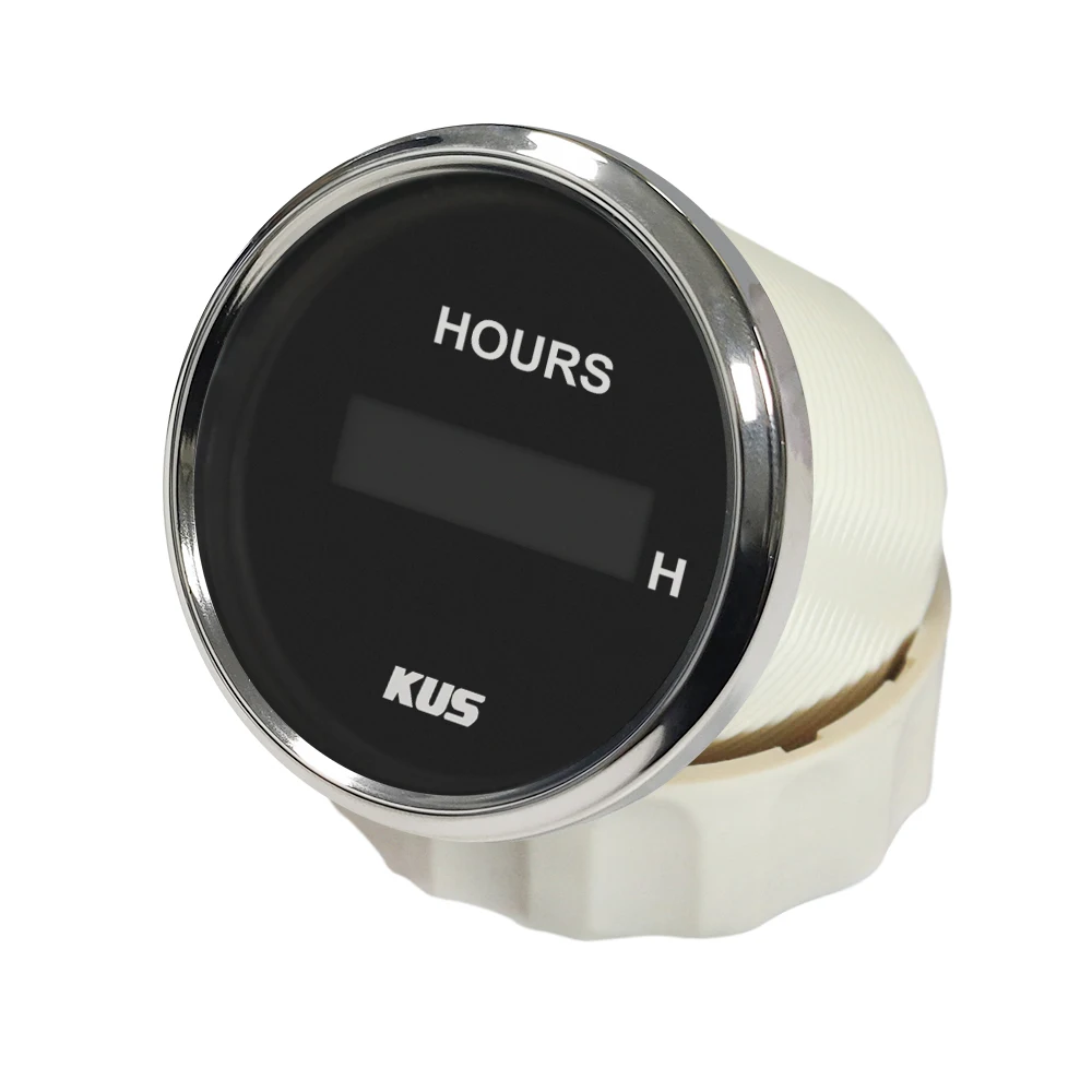 KUS Car Boat Yacht Universal 52mm Hour Meter Gauge 0-99999.9H with Red Yellow Backlight 9-32V