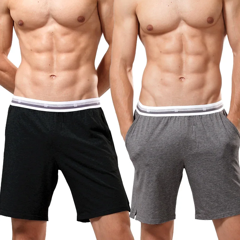 Pijama de algodão respirável masculino, shorts para dormir modal, calça pijama confortável, 2 unidades, 52025