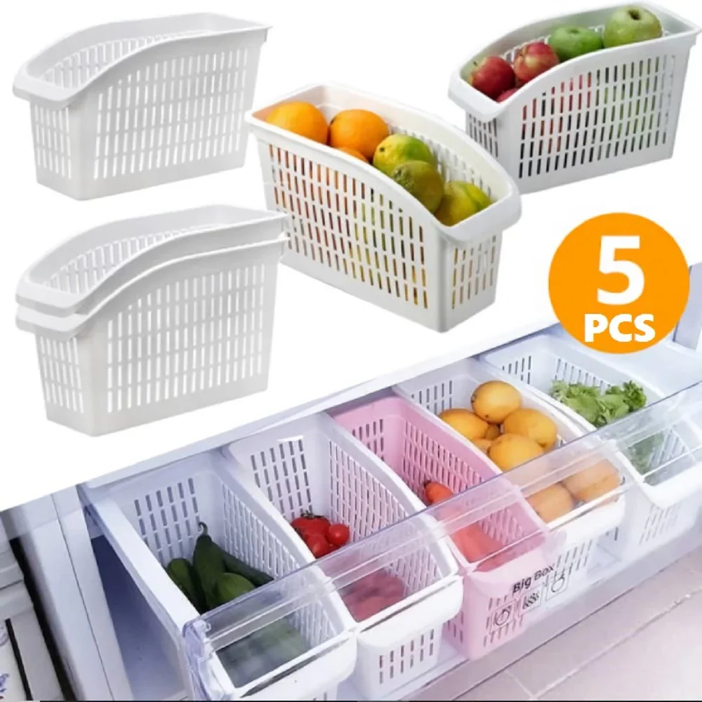 

Kitchen Organizer Refrigerator Adjustable Storage Box Basket Container Retractable Plastic Drawer Space Saver Slide Fridge Rack