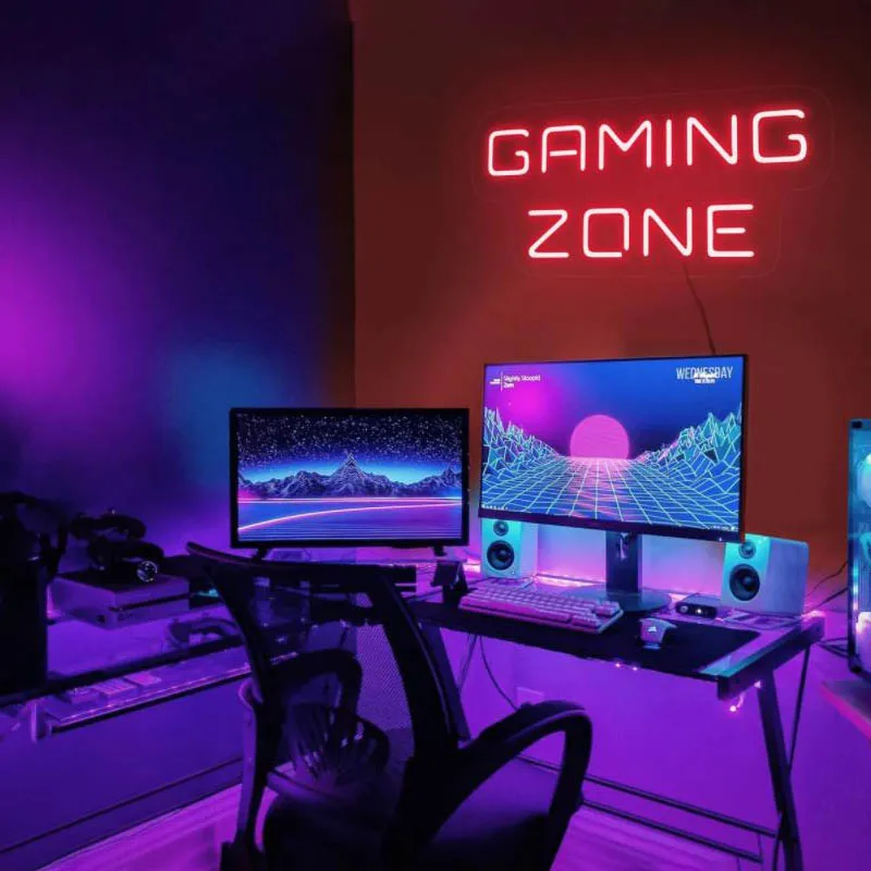 Gaming Zone Neon Sign Custom Wall Decor Personalize Gamer Gift for Kids Bedroom Birthday Party Light Hanging Aesthetic Acrylic