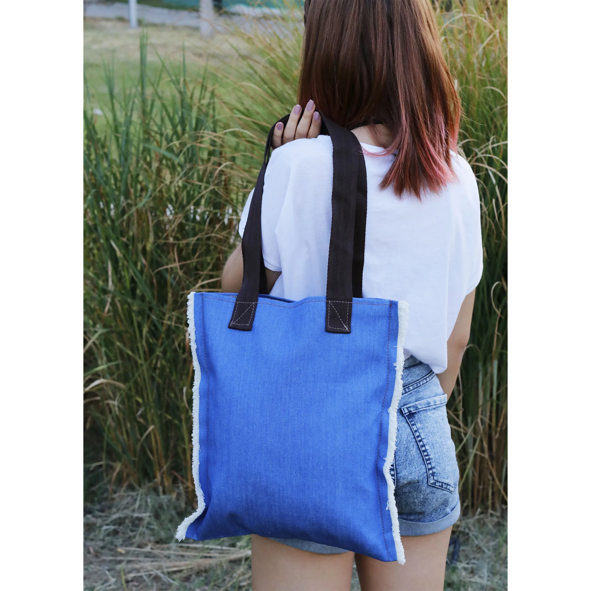 Women shoulder bag design tasseled denim shoulder bag Vintage Retro tote bag for women 2021 fashion handbag soft leather female