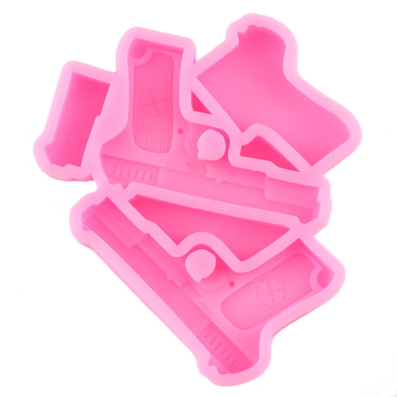 Pistol Gun Straw Topper Silicone Mold Candy Chocolate Fondant Cake Decorating Tools Necklace Charms Keychain Epoxy Resin Moulds