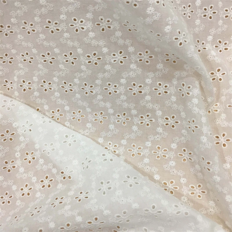 Dense Embroidery Hollow Small flowers Overlay Cotton Eyelets Lace Fabric for DIY Crafts dress Blouse Curtain supply Wedding Gown