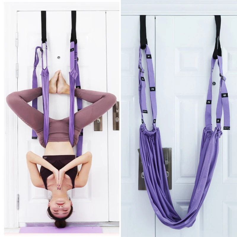 Adjustable Aerial Yoga Strap Elastic Stretch Door Hanging Yoga Belts Hammock Swing Fitness Handstand Rope Training Device Women